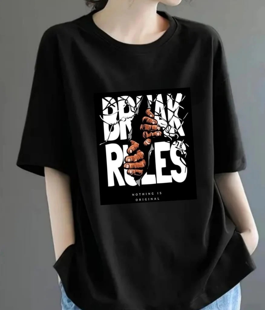 Everfab|||Kids & Girls Cotton blend Half Sleeve Oversized Regular Fit T-Shirts
