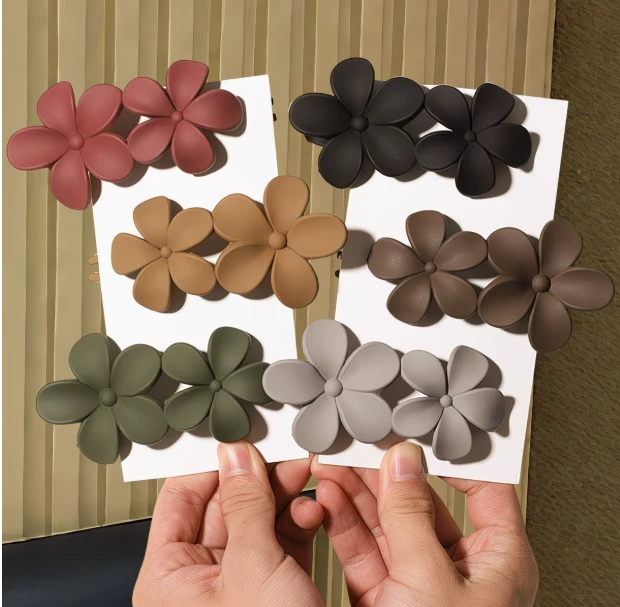 Pack of 6 Matte Flower Hair Clips for Women & Girls | Large Daisy Claw Clips | Stylish Hair Accessories for Daily Wear & Party