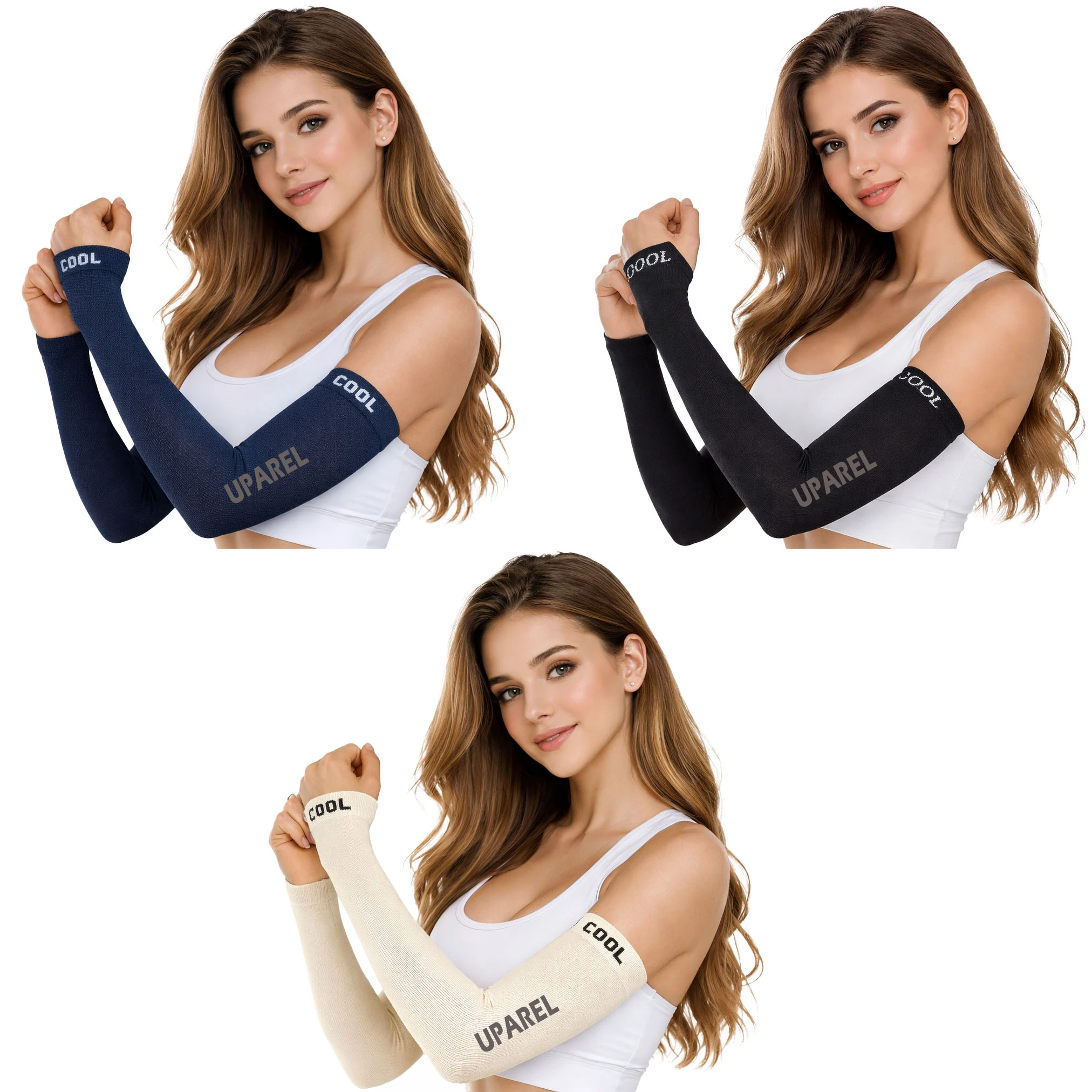 Pack of 3 Unisex Cooling Arm Sleeves (Multicolor)
