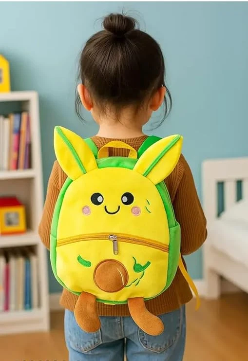 mango -Themed Mini Backpack for Kids, Nylon Material, Fruit Design with Decorative Citrus Slice, 2 Compartments, Adjustable Straps, 25x10x8 cm, Ages 2-6 Years