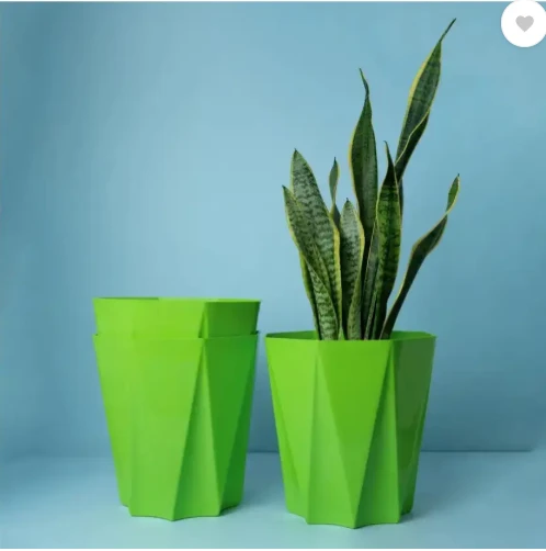 SKARVA 10 Inch Star Flower Pot for Home, Indoor & Outdoor Gamla Plant Container Plant Container Green Set of 3