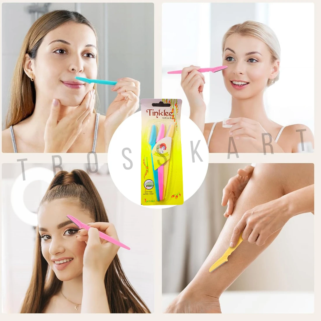Trosskart Ultimate Razor for Women Combo Pack Of 3 - Tinkle Eyebrow Razor, Face Razor, Stainless Steel Razors & Blades, Best Hair Removal Razor for Ladies
