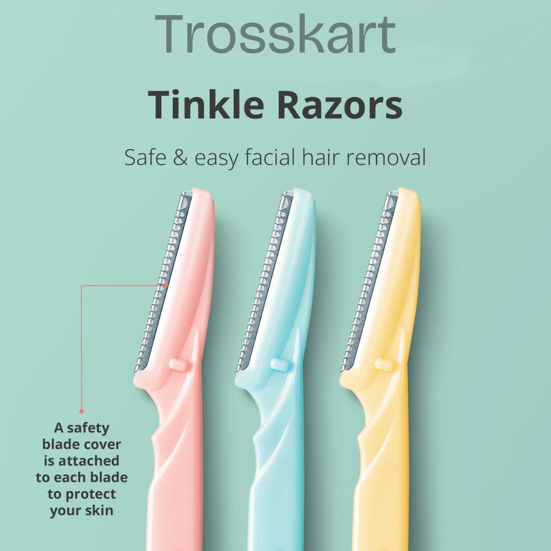 Trosskart Ultimate Razor for Women Combo Pack Of 3 - Tinkle Eyebrow Razor, Face Razor, Stainless Steel Razors & Blades, Best Hair Removal Razor for Ladies