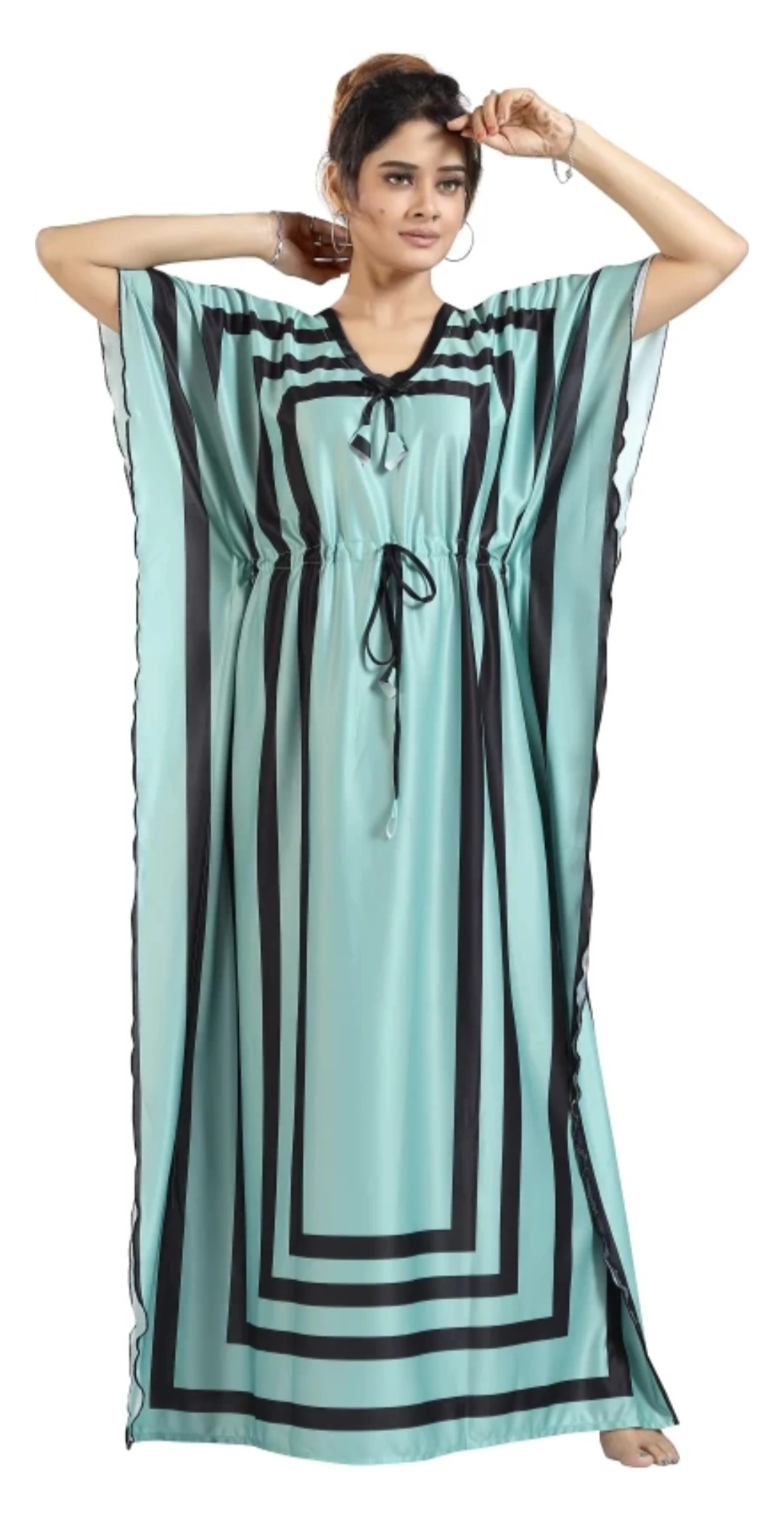 Pack of 1 (Free Size- S to XXL) Satin Kaftan Nighty /Honeymoon Nighty/Nightdress/Sexy Nighty/Baby doll Nighty/Kaftan