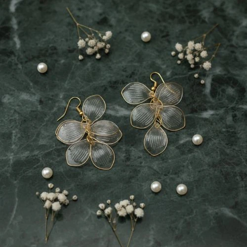 BLISSKART Ethereal Blossom: Handcrafted Translucent Petal Drop Earrings (1 Pair)