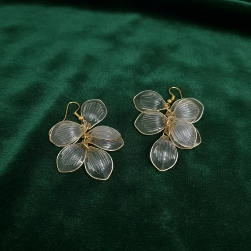 BLISSKART Ethereal Blossom: Handcrafted Translucent Petal Drop Earrings (1 Pair)