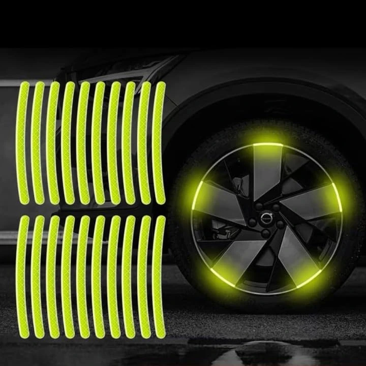 DYNOSTORE Universal Bike tires luminous reflector stickers Wheel Strip Auto Glow Tyre warning stickers for night riding