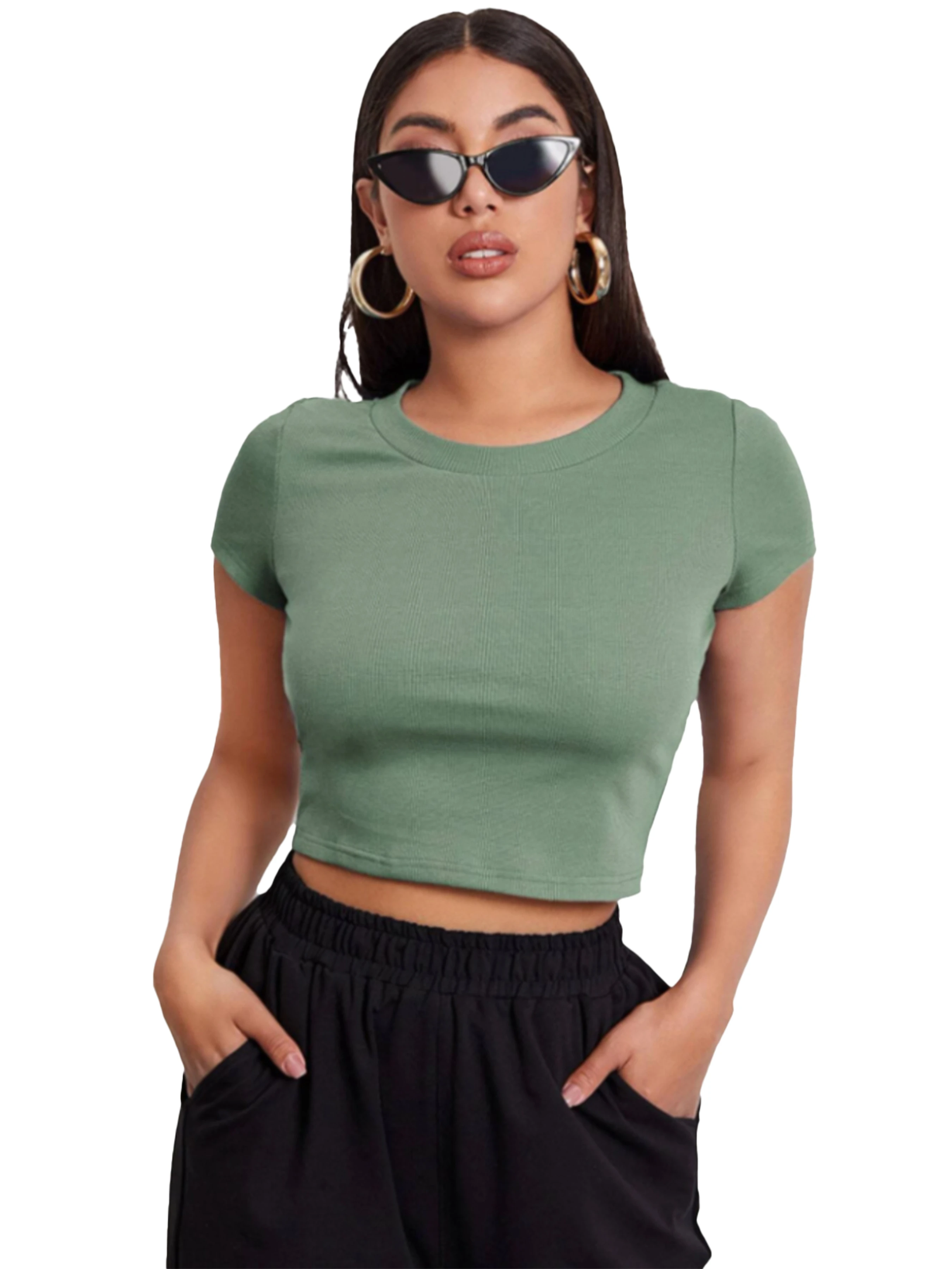 Women Crop top Short Sleeves Stylish Crop Top for Women (Pack of 1)