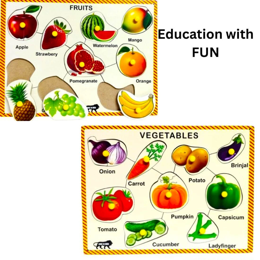 Fruits and Vegetables Learning Puzzles board | Educational board for kids
