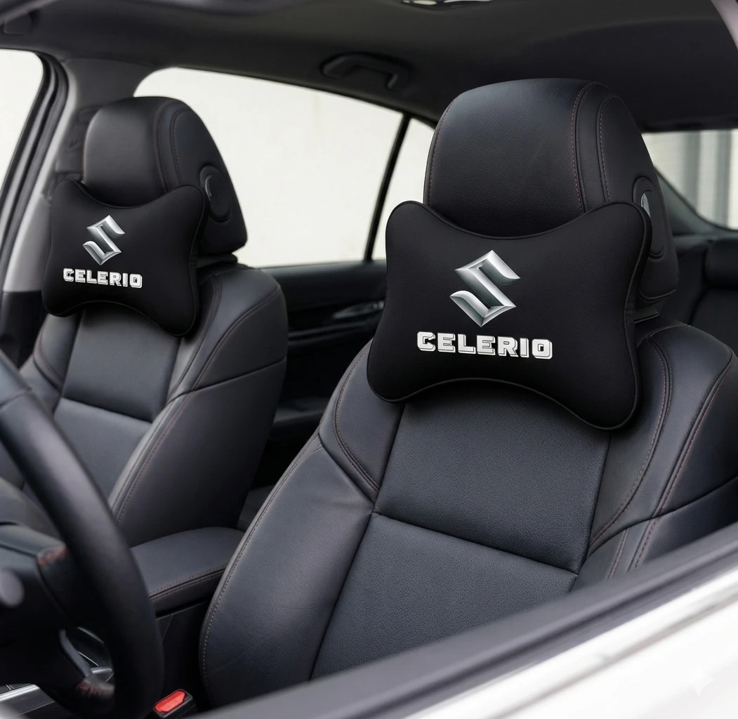 NexVora Car Neck Headrest Pillow for All Car Models, Pain Relief Cervical Neck Support Cushion, 26x 18 cm, Pack of 2, Black