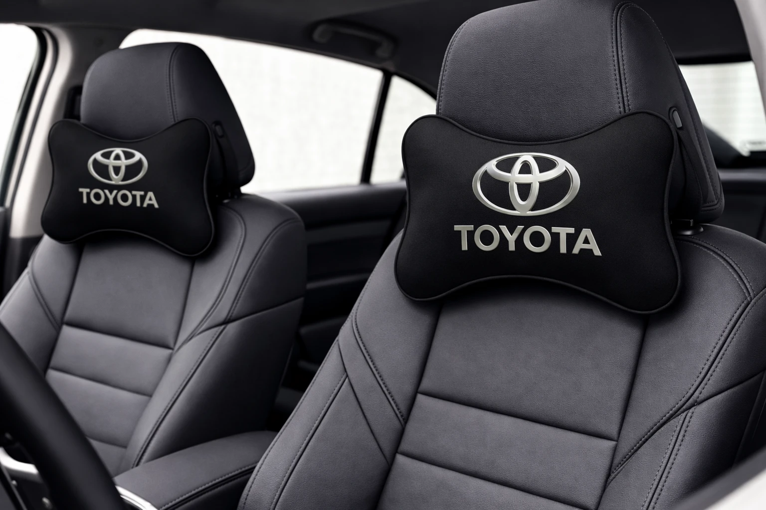 NexVora Car Neck Headrest Pillow for All Car Models, Pain Relief Cervical Neck Support Cushion, 26x 18 cm, Pack of 2, Black