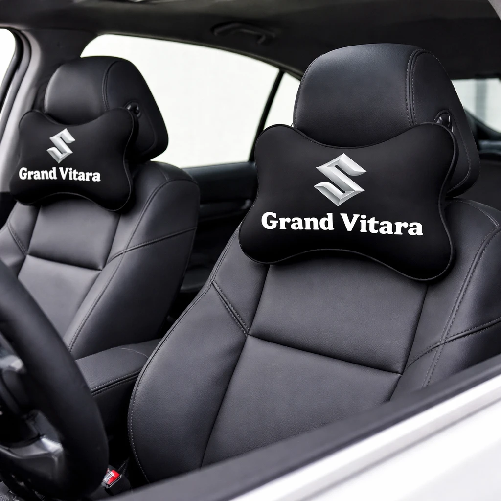 NexVora Car Neck Headrest Pillow for All Car Models, Pain Relief Cervical Neck Support Cushion, 26x 18 cm, Pack of 2, Black