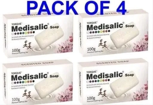 Medisalic Bathing Soap Pack of 4 with Natural Almond Coconut Aloe Vera