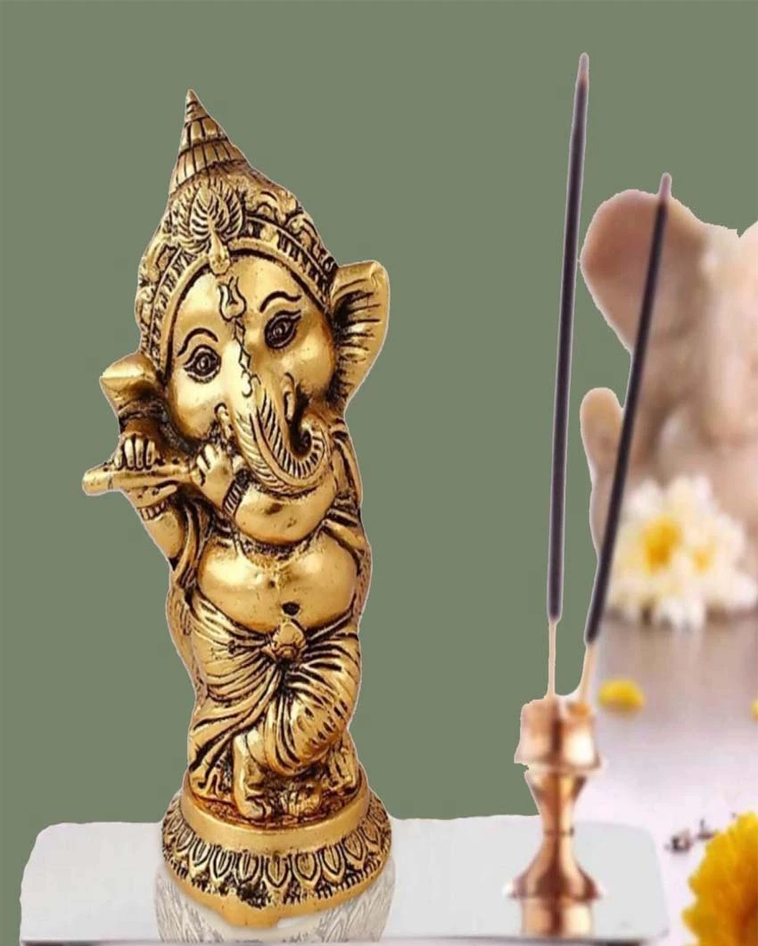 Heaven Decor Small ganesh white basuri god idol decorative murti