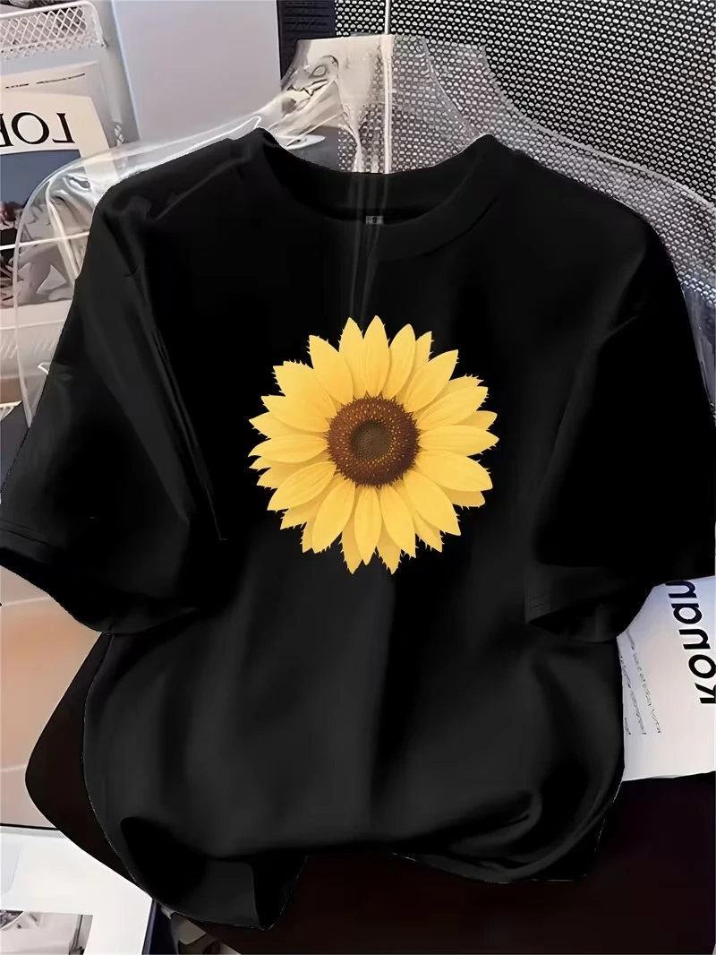 Women Black Printed T-shirt